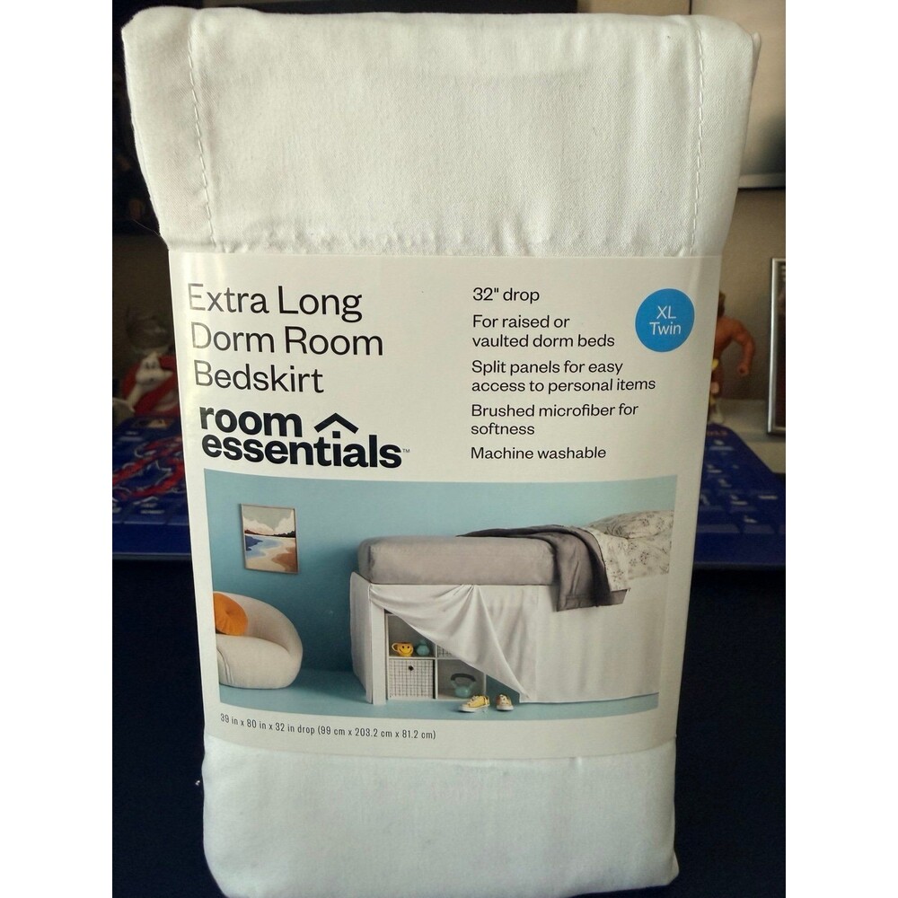 Extra Long Dorm Room Bedskirt 32” Drop XL Twin